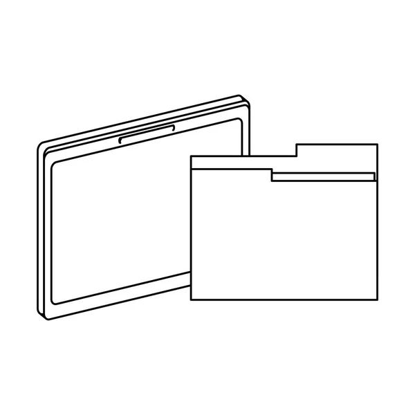 Tablet και φάκελο σύμβολο μαύρο και άσπρο — Διανυσματικό Αρχείο