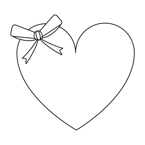 Corazón con arco símbolo blanco y negro — Vector de stock