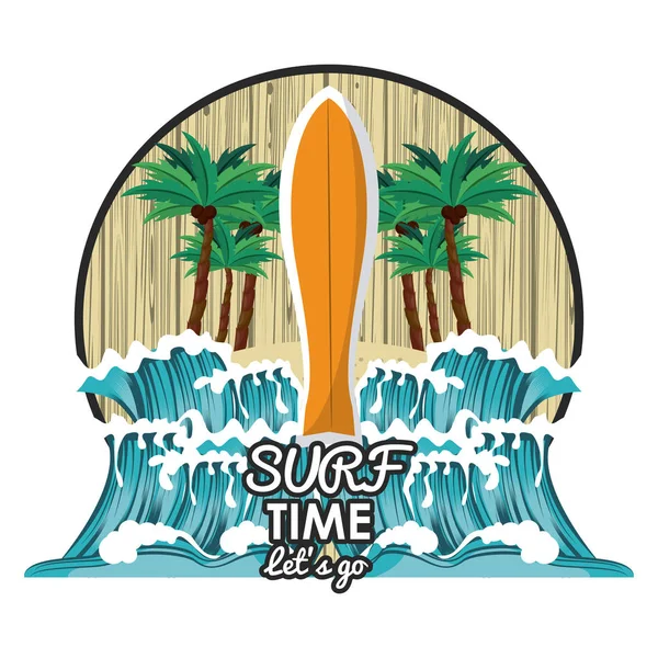 Tiempo de surf dibujos animados — Archivo Imágenes Vectoriales