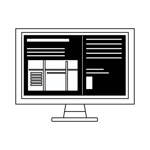电脑屏幕技术黑白 — 图库矢量图片
