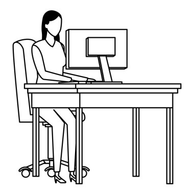 iş ofis iş kadını yüzü siyah ve beyaz