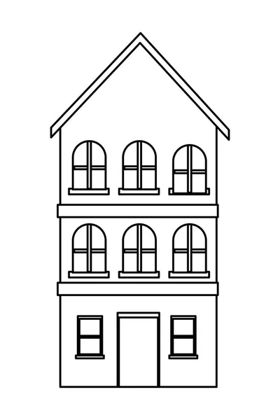 Bau einer modernen Hausstruktur schwarz auf weiß — Stockvektor