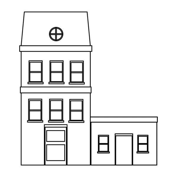 Costruzione casa moderna struttura in bianco e nero — Vettoriale Stock