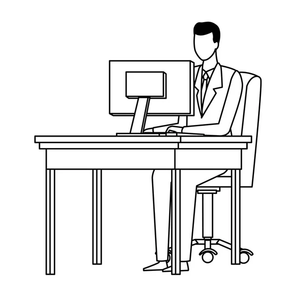 business office businessman faceless black and white