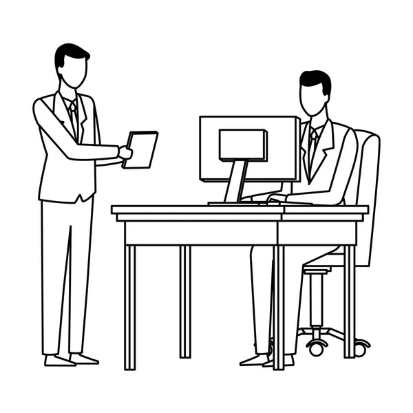 business office businessman faceless black and white