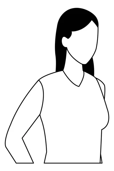 Kobieta bez twarzy pracy czarno-białe — Wektor stockowy