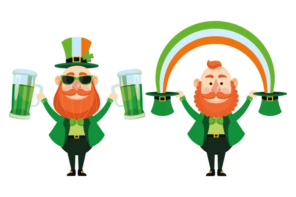 St patricks günü elfler karikatürler — Stok Vektör