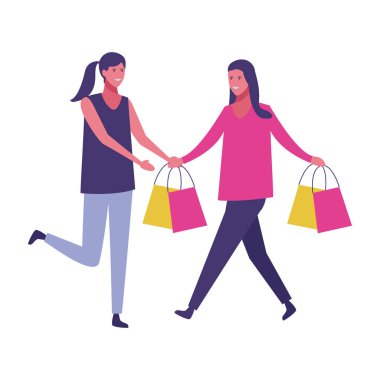 genç kadın karikatür vektör çizim grafik tasarım alışveriş