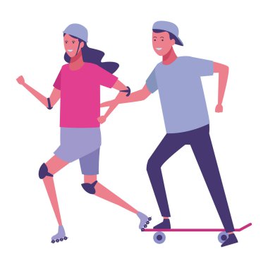 insanlar çift sürme ve çizgi film vektör çizim grafik tasarım çalışan