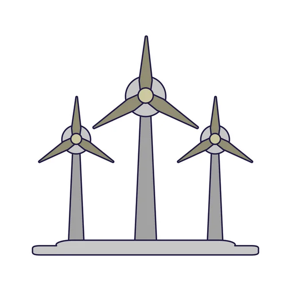 Wind turbines eolic energy symbol — Stock Vector