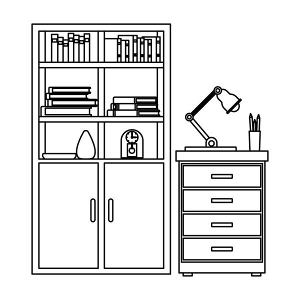 Decoração de móveis prateleira interior —  Vetores de Stock