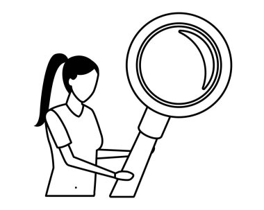 Büyüteçli kadın.