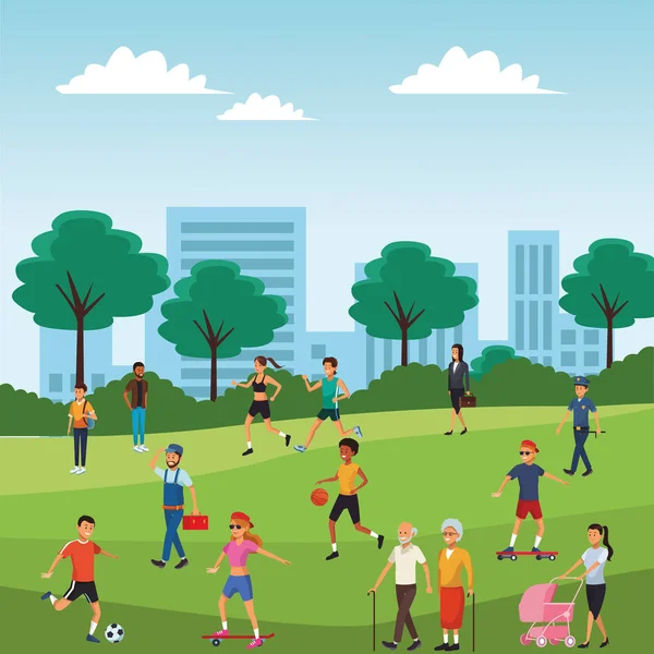 People in the park — Stock Vector