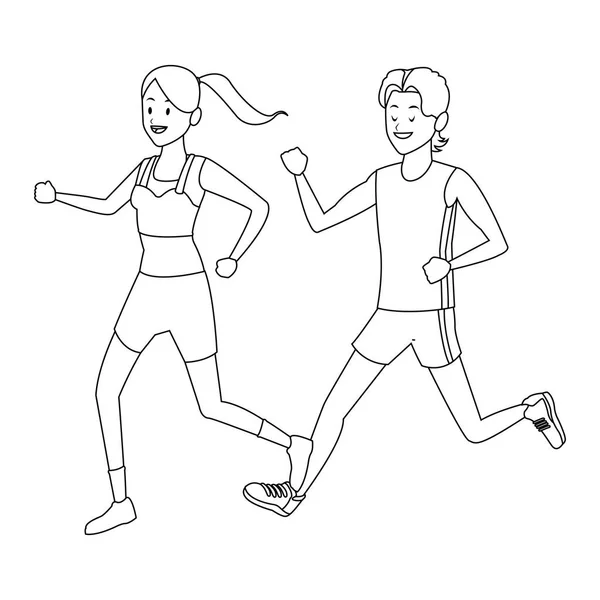 Couple athlètes avatar — Image vectorielle