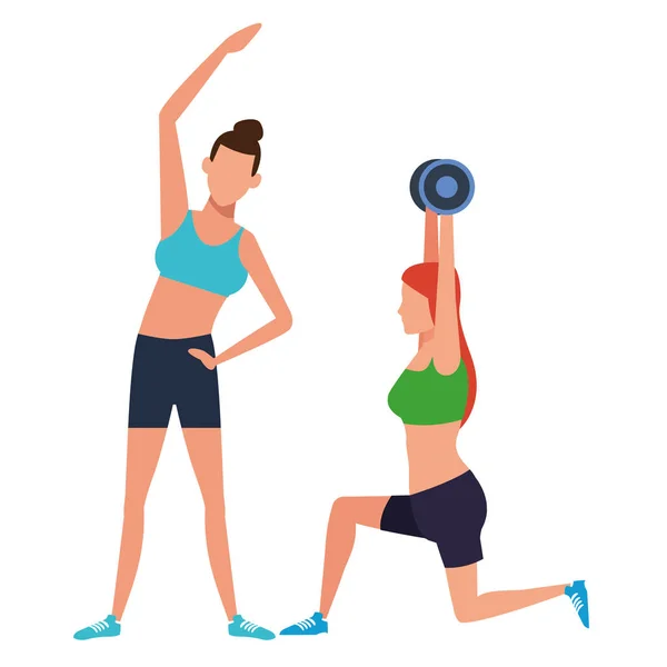 Mujeres haciendo ejercicio — Vector de stock