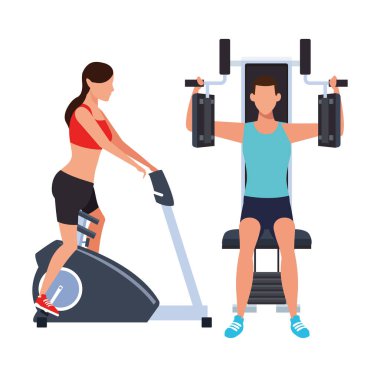 spor salonunda antrenman Çift