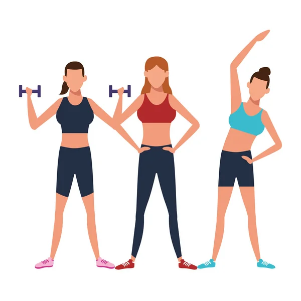 Mujeres haciendo ejercicio — Vector de stock