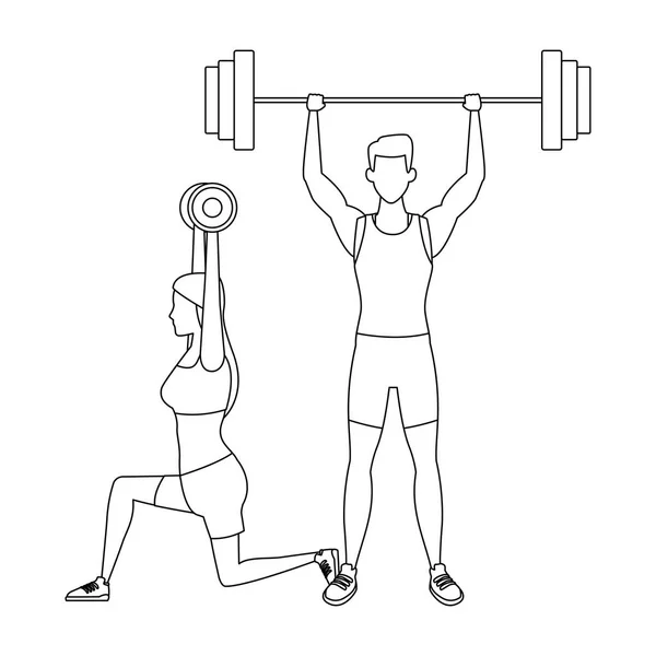 Couple working out — Stock Vector