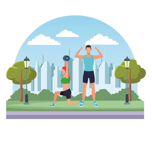 Couple working out — Stock Vector