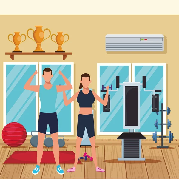 Couple working out — Stock Vector
