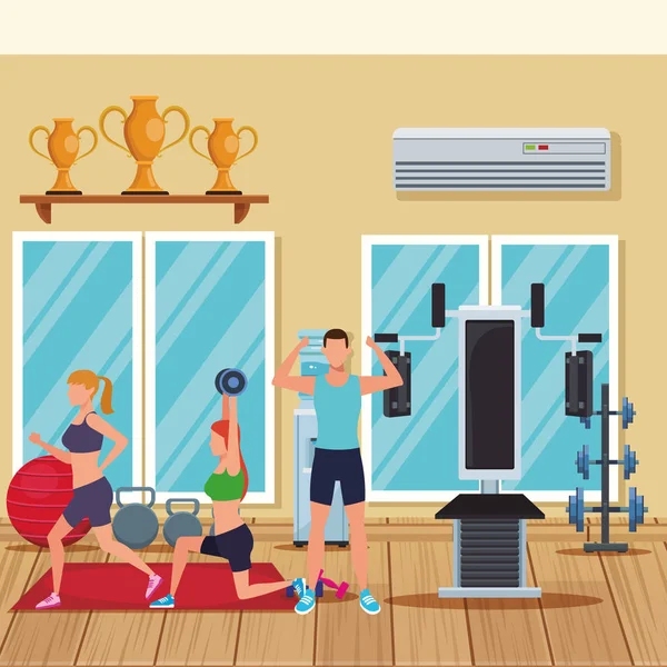 Group of people working out — Stock Vector