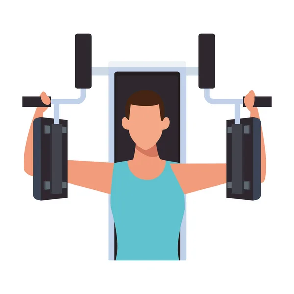 Man uit te werken op gym machine — Stockvector