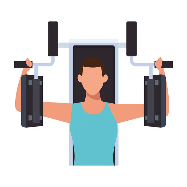 Pria yang bekerja di mesin gym - Stok Vektor