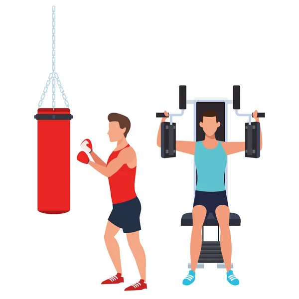 Spor salonunda egzersiz erkek — Stok Vektör