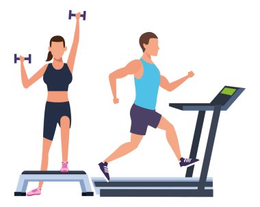 spor salonunda antrenman Çift