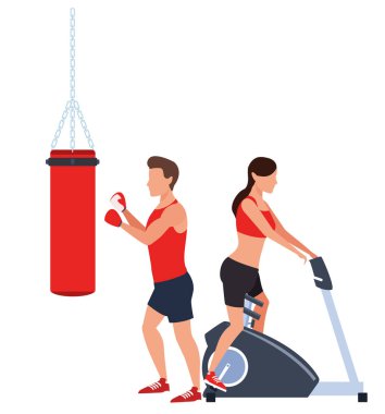 spor salonunda antrenman Çift