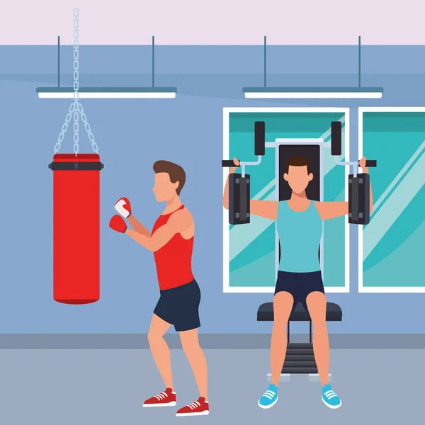 Ασκηθείτε στο γυμναστήριο ανδρών — Διανυσματικό Αρχείο