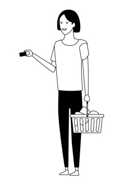 genç kadın karikatür siyah beyaz