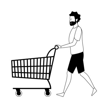 siyah beyaz genç adam çizgi film