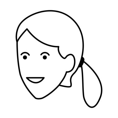 genç kadın karikatür siyah beyaz