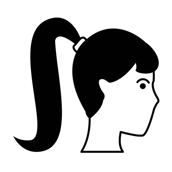 Junge Frau Karikatur in schwarz-weiß — Stockvektor