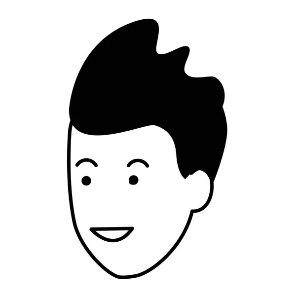 Mladý muž karikatura v černé a bílé — Stockový vektor