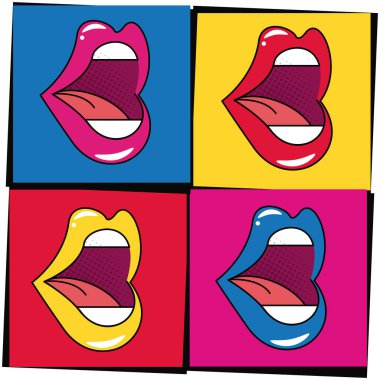 Pop art renkli çerçeveler karikatürler