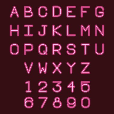 Neon ışıkları alfabe yazı tipi