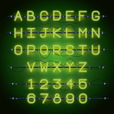 Neon ışıkları alfabe yazı tipi