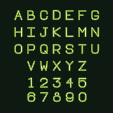 Neon ışıkları alfabe yazı tipi