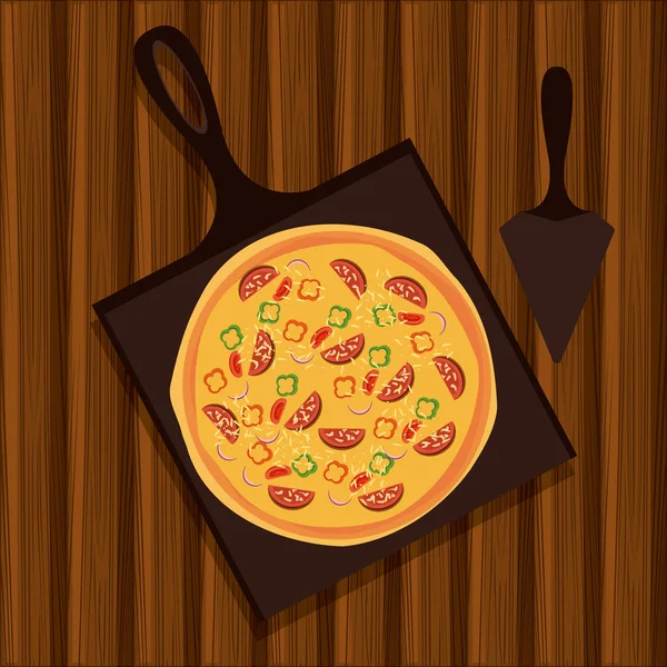 Pizza comida italiana — Vector de stock