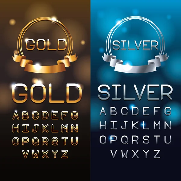 Letras de oro y plata — Vector de stock