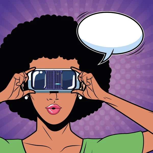 Γυναίκα με τεχνολογία γυαλιών εικονικής πραγματικότητας — Διανυσματικό Αρχείο