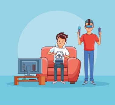 Video oyunları oynayan gençler