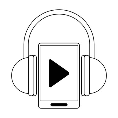 Müzik ve smartphone siyah ve beyaz