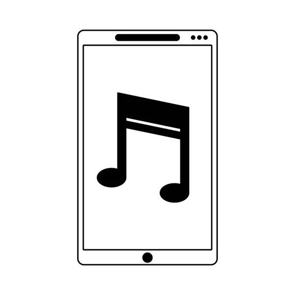 Música e smartphone preto e branco — Vetor de Stock