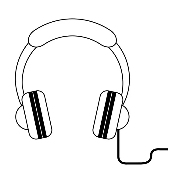 Musique casque dispositif symbole noir et blanc — Image vectorielle