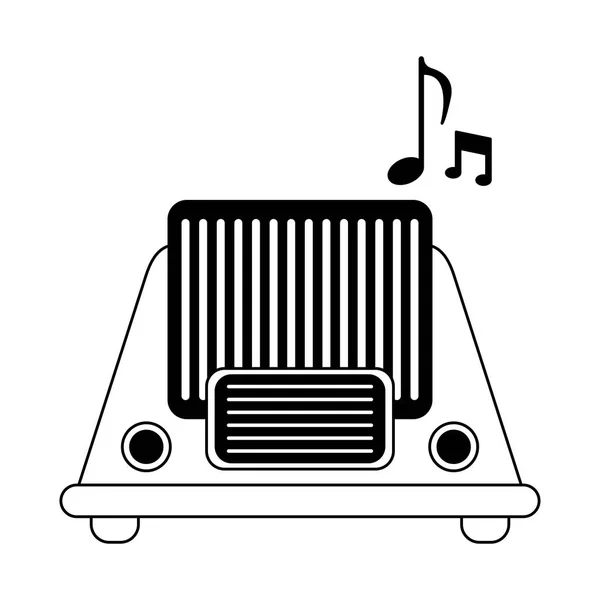 Vieille radio vintage stéréo noir et blanc — Image vectorielle