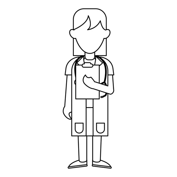 Kartun avatar medis hitam dan putih - Stok Vektor