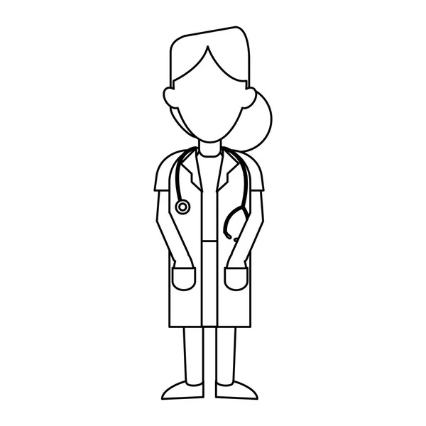 Medical avatar cartoon black and white — Stock Vector